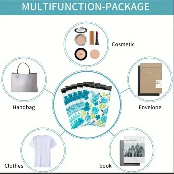 10”x13” Blue Floral Poly Self Adhesive Mailers 50 Count - Picture 6 of 6